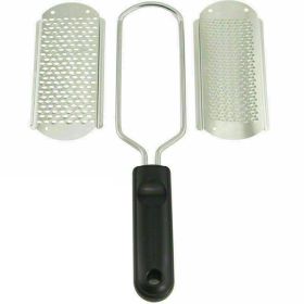 Pro 2 In1 Foot Callus Remover File Rasp Scraper Cracked Pedicure Rough Tool Colossal Foot Scrubber Foot File Foot Rasp Callus Remover Stainless Steel (Color: Black)